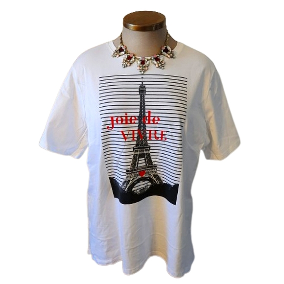 AVENUE ☆ JOIE DE VIVRE ☆ EIFFLE TOWER ☆ GRAPHIC PRINT TEE ☆ NWT - Picture 2 of 9